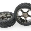 Traxxas Tires & wheels, assembled (Tracer 2.2″ black chrome wheels, Anaconda 2.2″ tires with foam inserts) (2) (Bandit front) – TRX2479A