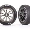 Traxxas Tires & wheels, assembled, glued (Weld satin black chrome wheels, tires, foam inserts) (front) (2) – TRX9474A