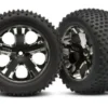 Traxxas Tires & wheels, assembled, glued (2.8″) (All-Star black chrome wheels, Alias tires, foam inserts) (rear) (2) (TSM rated) – TRX3770A