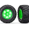 Traxxas Tires & wheels, assembled, glued (X-Maxx green wheels, Maxx AT tires, foam inserts) (left & right) (2) – TRX7772G