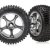 Traxxas Tires & wheels, assembled (Tracer 2.2″ Traxxas chrome wheels, Alias 2.2″ tires) (2) (Bandit rear, soft compound with foam inserts) – TRX2470R