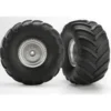 Traxxas Tires & wheels, assembled, glued (satin chrome wheels, Terra Groove dual profile tires, foam inserts) (electric rear) (2) – TRX3663