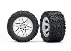 Traxxas Tires & wheels, assembled, glued (2.8″) (RXT satin chrome wheels, Talon Extreme tires, foam inserts) (electric rear) (2) (TSM rated) – TRX6774R