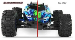 Traxxas Tires & wheels, assembled, glued (black 2.8″ wheels, Sledgehammer tires, foam inserts) (4WD electric front/rear, 2WD electric front only) (2) (TSM rated) – TRX6792