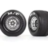 Traxxas Tires & wheels, assembled, glued (Weld chrome with black wheels, tires, foam inserts) (rear) (2) – TRX9475R