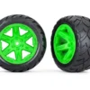 Traxxas Tires & wheels, assembled, glued (2.8″) (RXT green wheels, Anaconda tires, foam inserts) (2WD electric rear) (2) (TSM rated) – TRX6768G