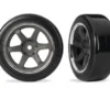 Traxxas Tires & wheels assembled (six spoke graphite gray wheels 1.9″ Drift tires front – TRX10574