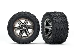 Traxxas Tires & wheels, assembled, glued (2.8″) (RXT black chrome wheels, Talon Extreme tires, foam inserts) (2) (TSM rated) – TRX6773X