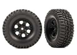 Traxxas Tires & wheels, assembled (black 1.0 wheels, BFGoodrich Mud-Terrain T/A KM3 2.2×1.0 tires) (2) – TRX9774