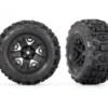 Traxxas Tires & wheels, assembled, glued (black 2.8″ wheels, Sledgehammer tires, foam inserts) (electric rear) (2) (TSM rated) – TRX3778