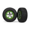 Traxxas Tire & wheel assy, glued (SCT, chrome, green beadlock wheel, – TRX6876