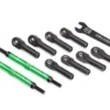Traxxas Toe links, E-Revo VXL (TUBES green-anodized, 7075-T6 aluminum, stronger than titanium) (144mm) (2)/ rod ends, assembled with steel hollow balls (8)/ aluminum wrench, 10mm (1) – TRX8638G
