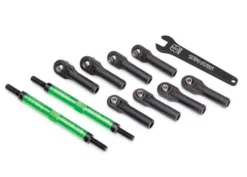 Traxxas Toe links, E-Revo VXL (TUBES green-anodized, 7075-T6 aluminum, stronger than titanium) (144mm) (2)/ rod ends, assembled with steel hollow balls (8)/ aluminum wrench, 10mm (1) – TRX8638G