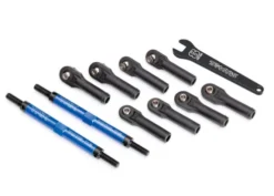 Traxxas Toe links, E-Revo VXL (TUBES blue-anodized, 7075-T6 aluminum, stronger than titanium) (144mm) (2)/ rod ends, assembled with steel hollow balls (8)/ aluminum wrench, 10mm (1) – TRX8638X