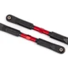 Traxxas Toe links, Sledge (TUBES red-anodized, 7075-T6 aluminum, stronger than titanium) (120mm) (2)/ rod ends, assembled with steel hollow balls (4)/ aluminum wrench, 8mm (1) – TRX9549R