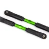 Traxxas Toe links, Sledge (TUBES green-anodized, 7075-T6 aluminum, stronger than titanium) (120mm) (2)/ rod ends, assembled with steel hollow balls (4)/ aluminum wrench, 8mm (1) – TRX9549G