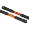 Traxxas Toe links, Sledge (TUBES orange-anodized, 7075-T6 aluminum, stronger than titanium) (120mm) (2)/ rod ends, assembled with steel hollow balls (4)/ aluminum wrench, 8mm (1) – TRX9549T