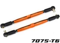 Traxxas Toe links, X-Maxx (TUBES orange-anodized, 7075-T6 aluminum, stronger than titanium) (157mm) (2)/ rod ends, assembled with steel hollow balls (4)/ aluminum wrench, 10mm (1) – TRX7748-ORNG