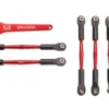 Traxxas Turnbuckles, aluminum (red-anodized), camber links, 58mm (4)/ front toe links, 61mm (2) (assembled with rod ends and hollow balls)/ aluminum 5mm wrench (red-anodized) – TRX5539X