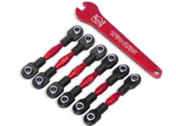 Traxxas Turnbuckles, aluminum (red-anodized), camber links, 32mm (front) (2)/ camber links, 28mm (rear) (2)/ toe links, 34mm (2)/ aluminum wrench – TRX8341R