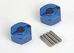 Traxxas Wheel hubs, hex (blue-anodized, lightweight aluminum) (2)/ axle pins(4) – TRX1654X