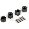 Traxxas Wheel hubs, 7mm hex (4)/ axle pins (4) – TRX9750