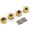 Traxxas Wheel hubs, 7mm hex (brass) (4)/ axle pins (8) – TRX9750X