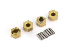 Traxxas Wheel hubs, 7mm hex (brass) (4)/ axle pins (8) – TRX9750X
