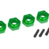 Traxxas Wheel hubs, 12mm hex, 6061-T6 aluminum (green-anodized) (4)/ screw pin (4) – TRX8269G