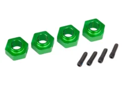 Traxxas Wheel hubs, 12mm hex, 6061-T6 aluminum (green-anodized) (4)/ screw pin (4) – TRX8269G