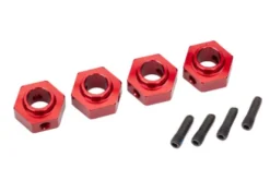 Traxxas Wheel hubs, 12mm hex, 6061-T6 aluminum (red-anodized) (4)/ screw pin (4) – TRX8269R