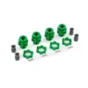 Traxxas Wheel hubs, splined, 17mm, short (green-anodized) (4)/ wheel nuts, splined, 17mm (green-anodized) (4)/ hub retainer M4 X 0.7 (4)/ axle pin (4) (for use with #9080 upgrade kit) – TRX9086-GRN