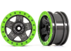 Traxxas Wheels, TRX-4 Sport 2.2 (gray, green beadlock style) (2) – TRX8180-GRN