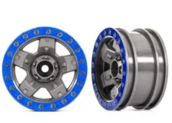 Traxxas Wheels, TRX-4 Sport 2.2 (gray, blue beadlock style) (2) – TRX8180-BLUE