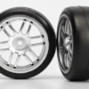 TRX7376A – Tires and wheels, assembled, glued (Rally wheels, satin, 1.9 Gymkhana slick tires) (2)
