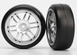 TRX7376A – Tires and wheels, assembled, glued (Rally wheels, satin, 1.9 Gymkhana slick tires) (2)