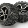 TRX7174A – Tires and wheels assembled glued (Gemini black chrome wheels, Talon tires, foam inserts) (2)
