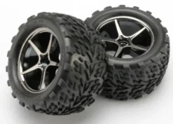 TRX7174A – Tires and wheels assembled glued (Gemini black chrome wheels, Talon tires, foam inserts) (2)