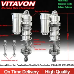 VITAVON CNC Alu7075 V2 Heavy Duty Piggy Back Achterzijde Schokdemper voor Losi 5ive-T en 5B 1/5