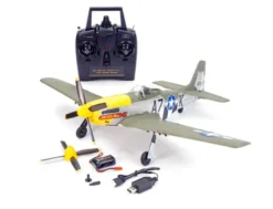 VOLANTEX P-51D Mustang Groen 4-kanaals 500mm brushless RC vliegtuig met Gyroscoop RTF compleet met 7.4V 400mAh 25C Lipo accu en lader